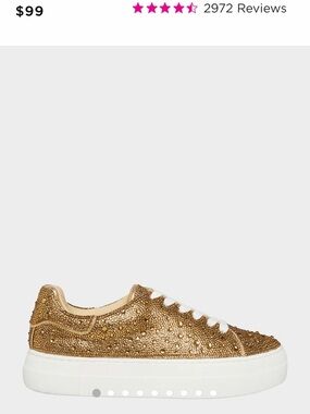 NEW  Betsey Johnson Gold Rhinestone Low-Top Platform Sneakers Sz 7